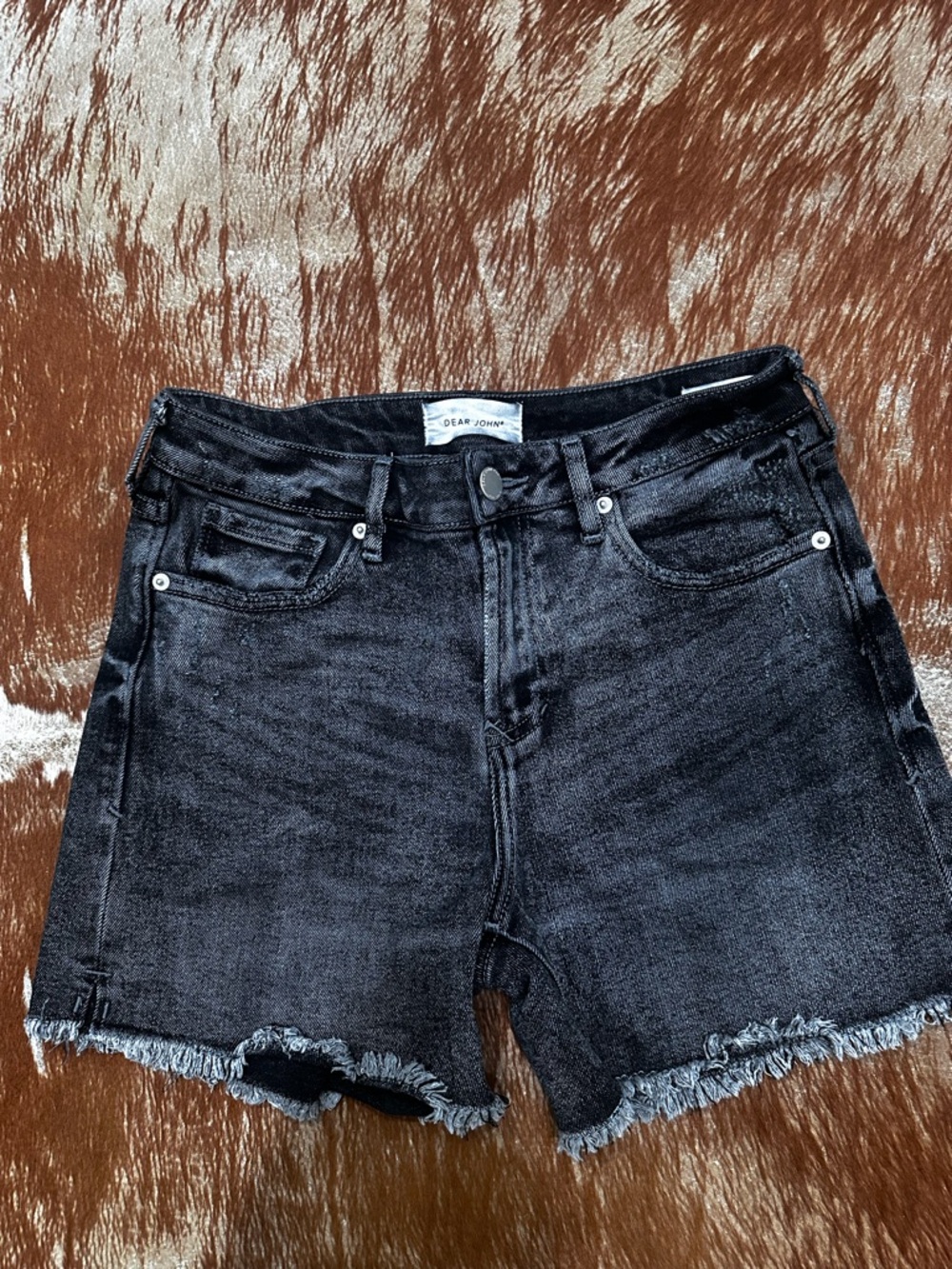 Dear John Black Washed Denim Cutoff Shorts